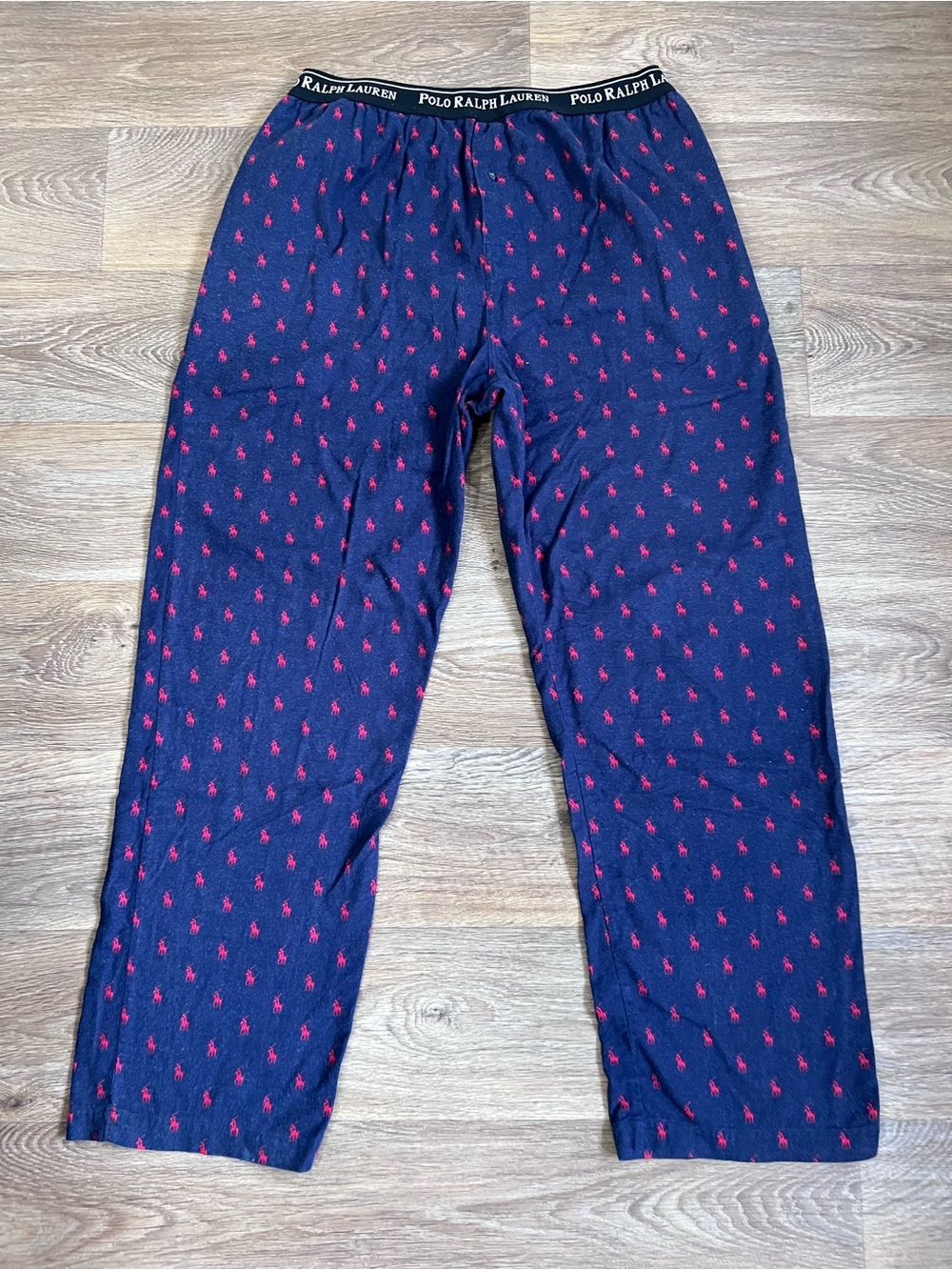 Polo by Ralph Lauren Navy Sweatpants with Pink Polo Pony Print/A606